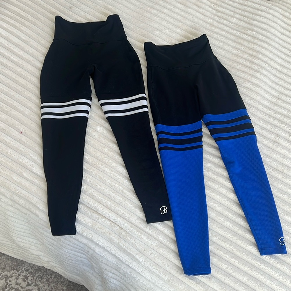 Lot of 2 Bombshell Sportswear leggings xs thigh high style blue and black